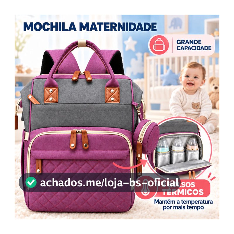 Mochila Bolsa Maternidade Original Impermeável Porta mamadeira Fralda Menina Menino Alta qualidade