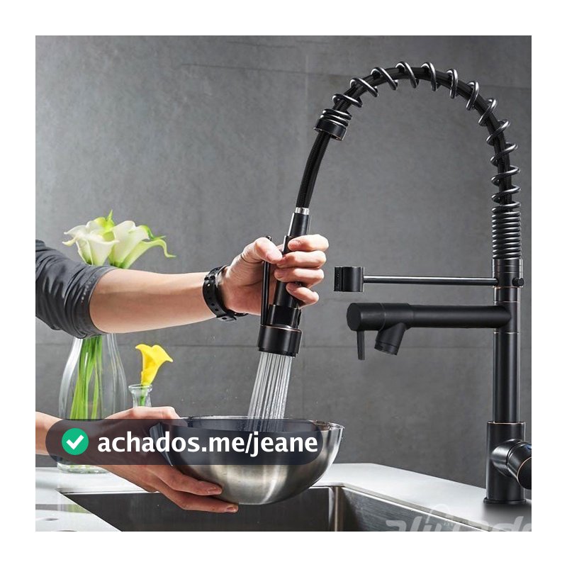 Torneira Cozinha Gourmet Monocomando Com Spray Extensor-preto
