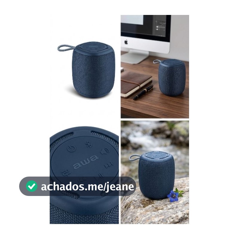 Caixa de Som Bluetooth Aiwa SP-03-BL (AWS-SP-03-BL) Caixa de Som Bluetooth Portátil Sem Fio Potente Grave Forte Azul