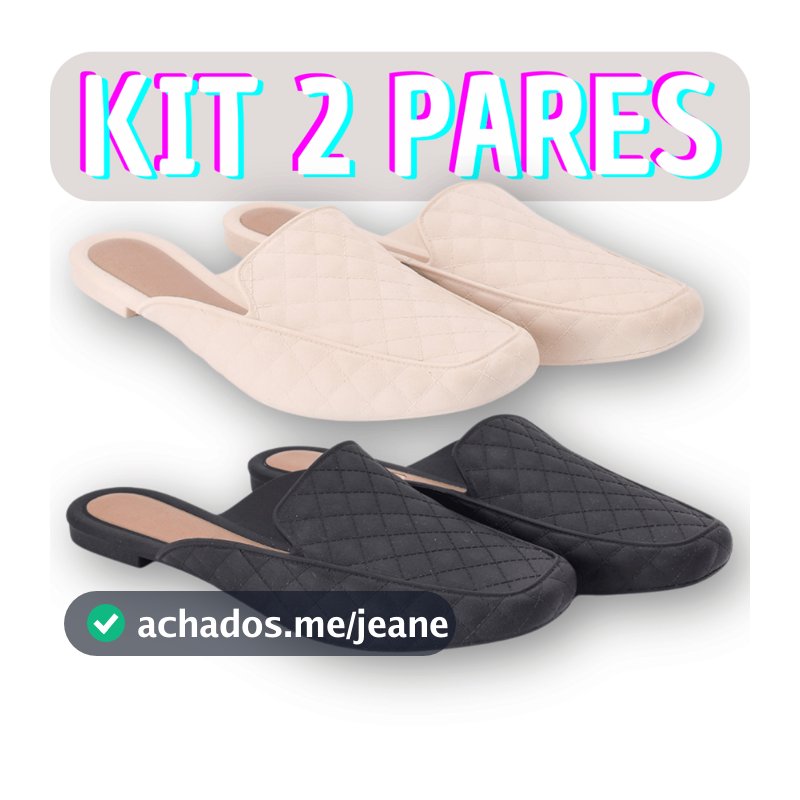kit 2 Rasteirinha Mule Feminina Rasteira Macia Confortável Tendência