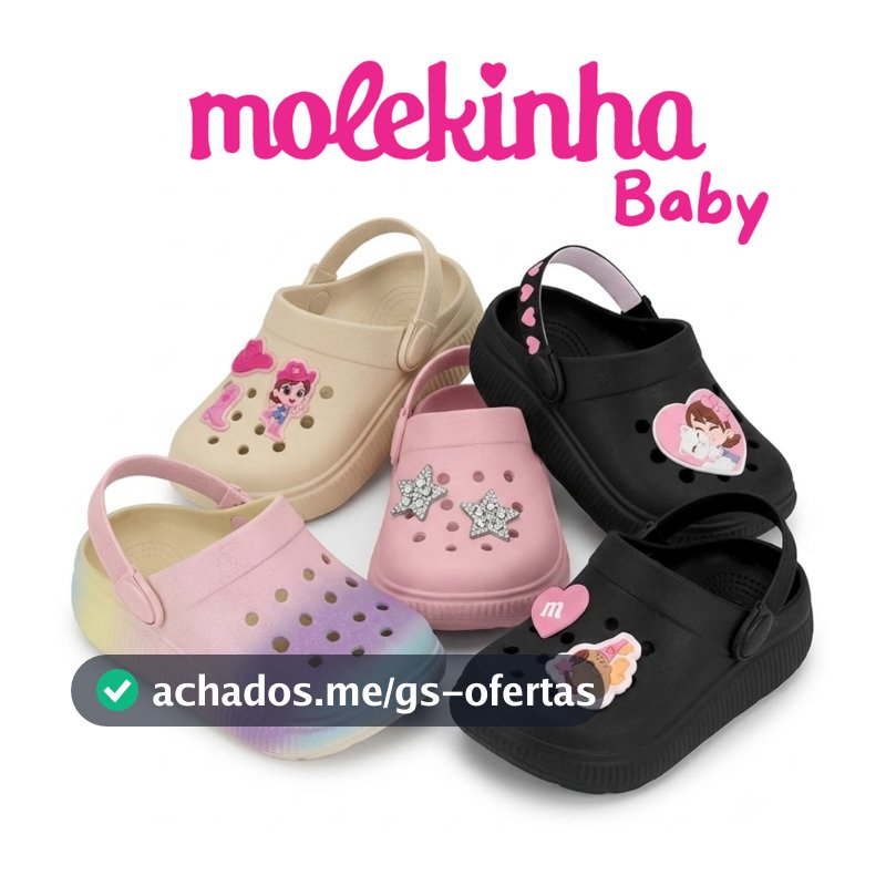 Babuche Infantil Molekinha Baby Clog Confortável Leve Calce Fácil Menina Original