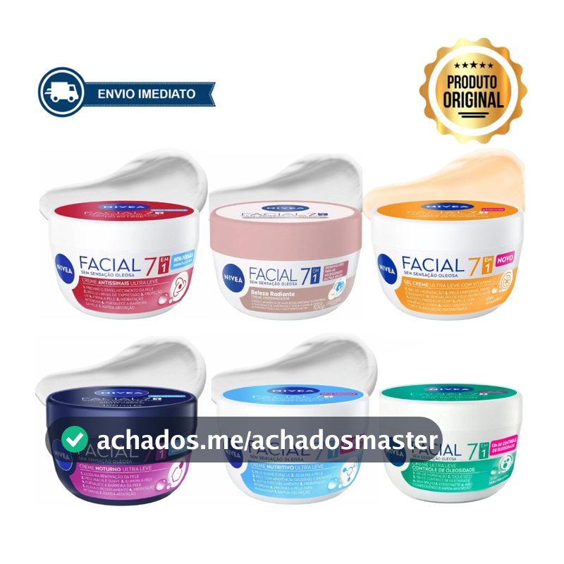 CREME FACIAL NIVEA 7 EM 1 HIDRATAÇÃO PROFUNDA SEM OLEOSIDADE 100g ENVIO IMEDIATO