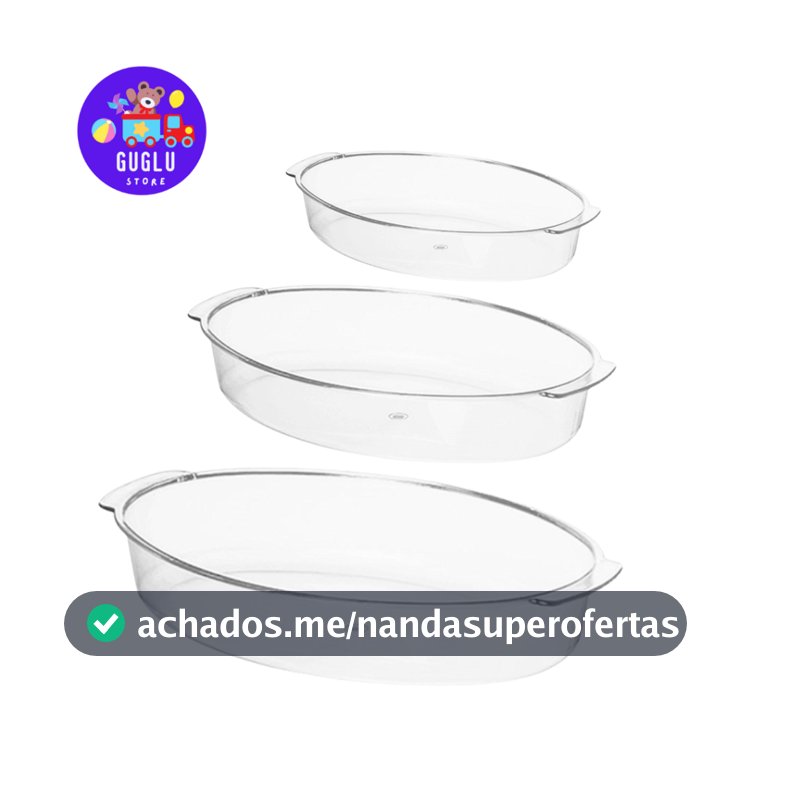 Kit 3 Travessas (Pequena,Média,Grande) - Acrílico