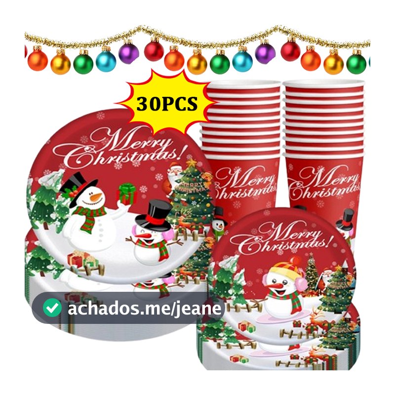 30pcs Conjunto de Talheres Descartáveis "Feliz Natal"