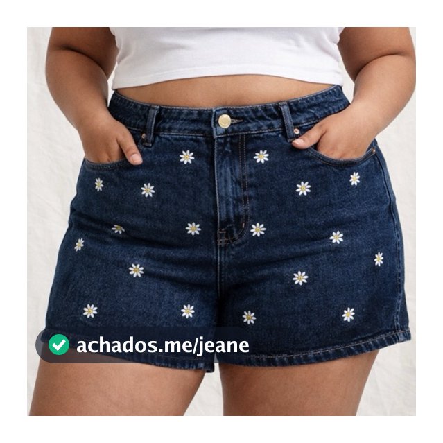 Short Jeans Feminino Bordado 54 ao 36 com Bolso Frontal Sem Lycra