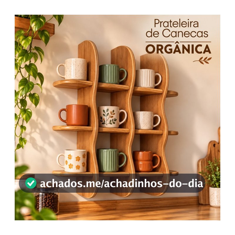 PRATELEIRA DE CANECAS ORGANICA MDF 15MM ORGANIZADOR DE COZINHA PAREDE