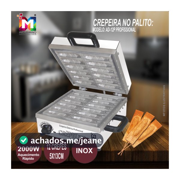Máquina De Crepe No Palito Crepeira 12 cav Prof. - Inovamaq