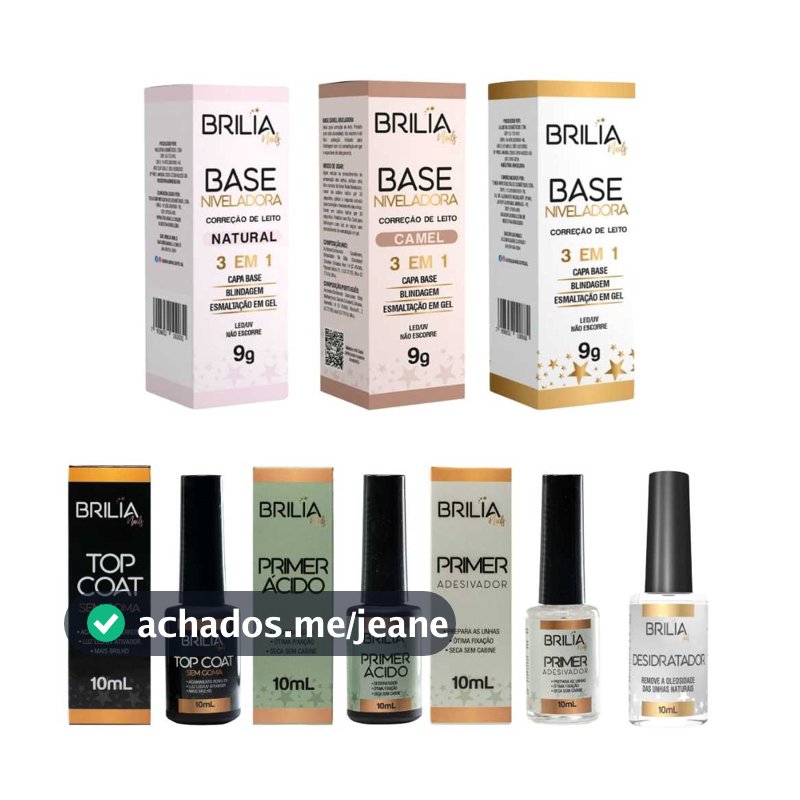 Brilia Nails Preparadores & Finalizador Alongamento Unhas Capa Base Clear Primer Adesivador Primer Ácido - Escolha o Seu