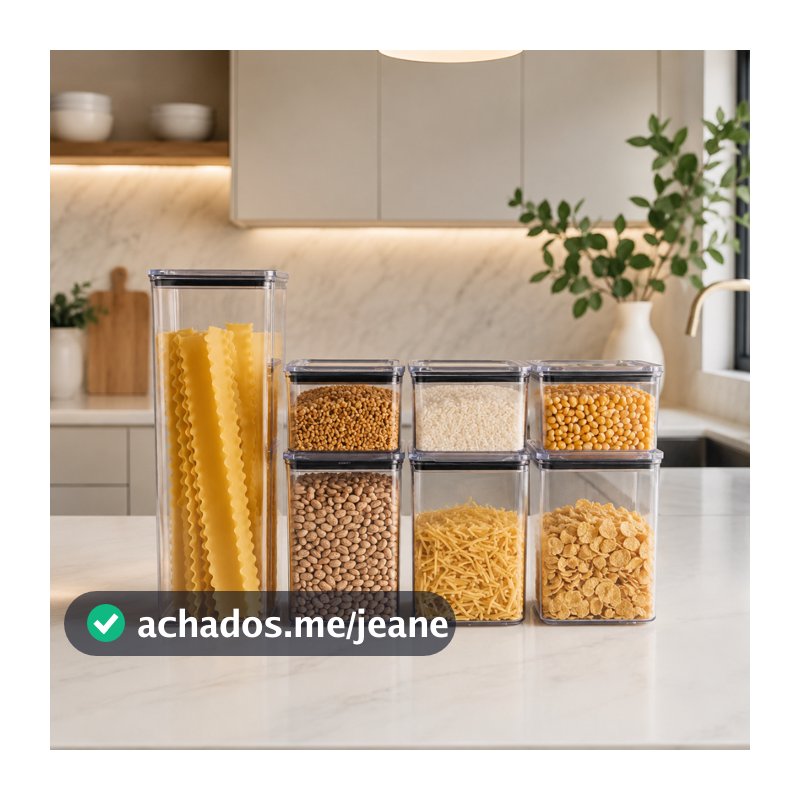 Kit 7 Potes Hermético 3 Tamanhos Acrílico Armazenar Alimento vedação praticidade organização