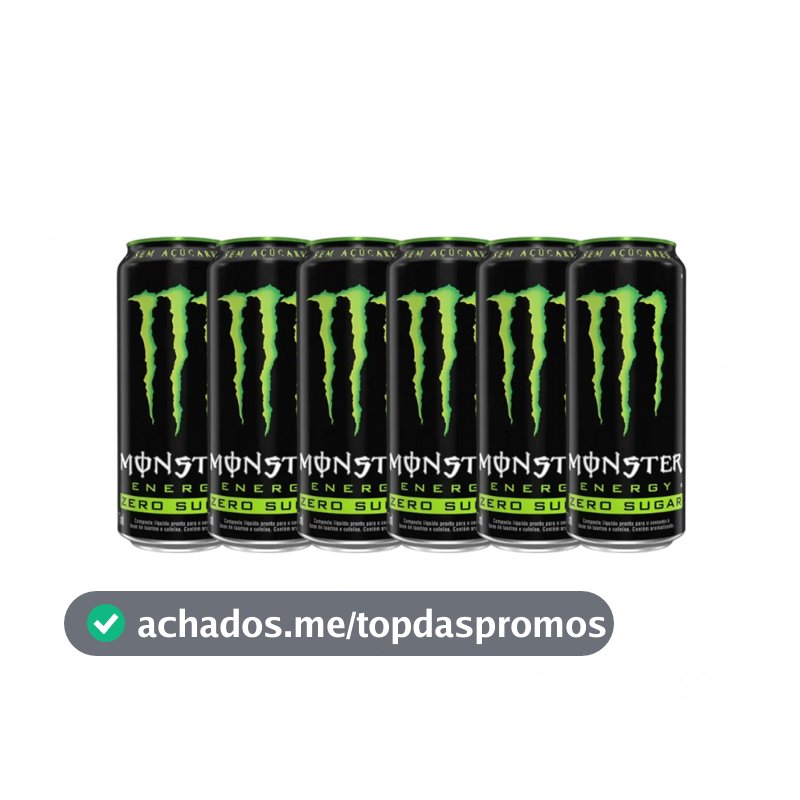 Kit com 6 Energético Zero Açúcar Monster 473ml