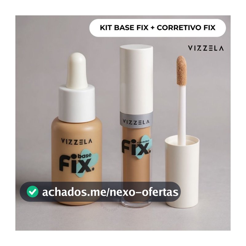 Kit Vizzela Base Fix e Corretivo Fix Resistente à Água