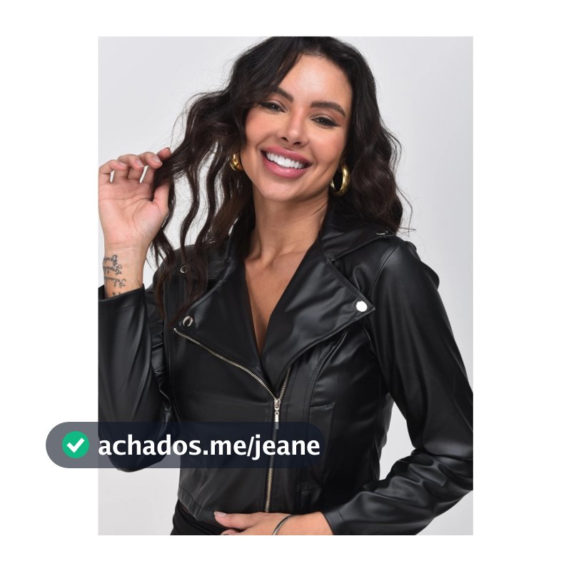 Jaqueta de Couro com Zíper Moda Inverno
