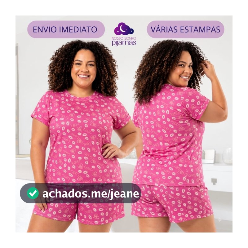 Pijama Baby Doll Plus Size Manga Curta Confortavel Suede premium G1 G2 G3