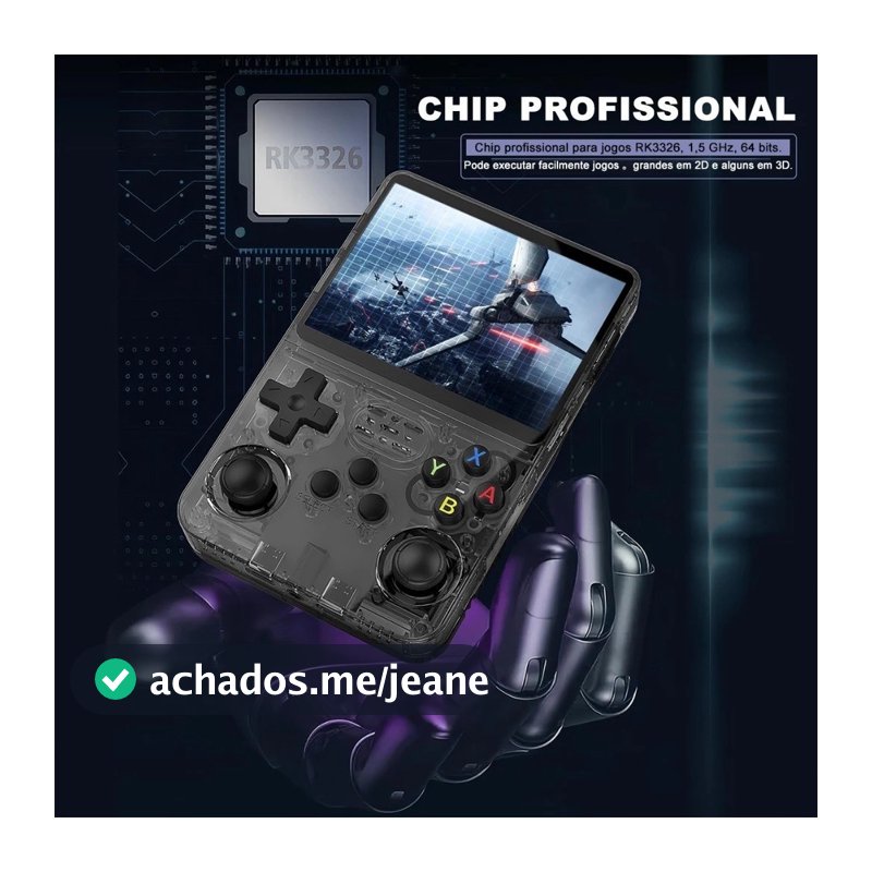 Console Portátil R36S + de 15.000 Jogos Vídeo Game 64g Linux Tela IPS 3.5 Polegadas