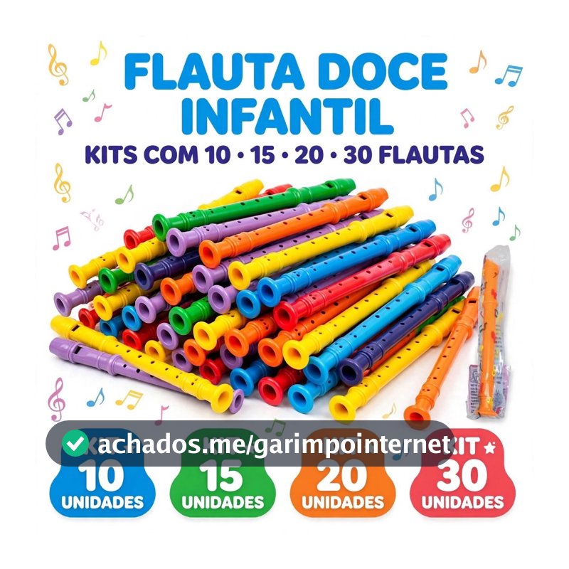 Kit Flauta Doce Brinquedo Infantil Prenda Presente Atacado Festa Junina Pescaria Lembrancinha Sopro