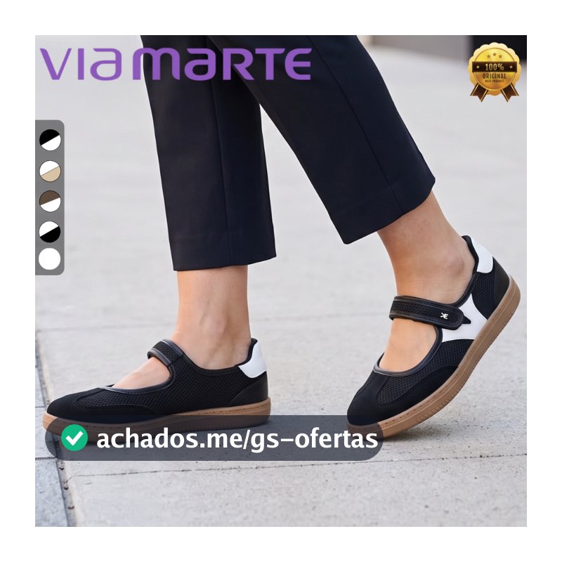 Tênis Feminino Via Marte Sapatilha Casual Confortável com Velcro e Solado Tratorado