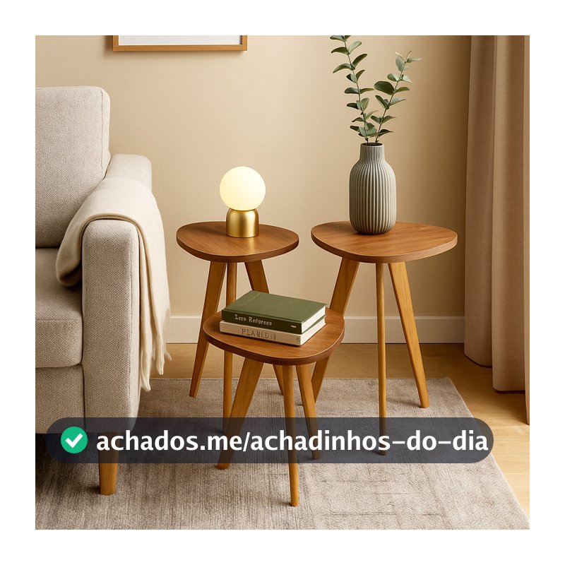 Kit 3 Mesas Lateral Forma Orgânica – Perfeitas para Sala, Quarto ou Escritório- Envio Imediato!