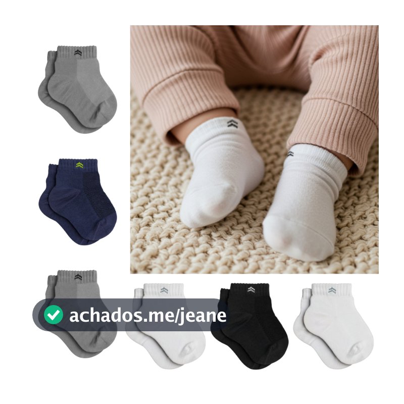Kit 6 Pares Meias Infantil Baby Up 02025 Algodão Cano Médio