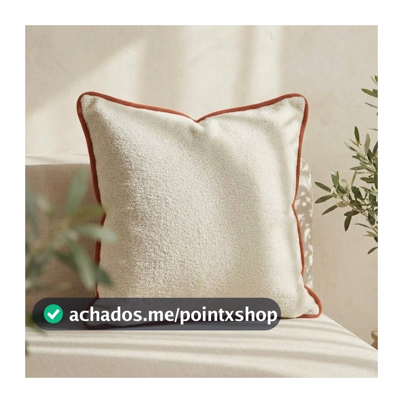 Capa de Almofada Bouclê C/ Vivo Debrum Decorativa para Sala Sofá Cama Diversas Cores
