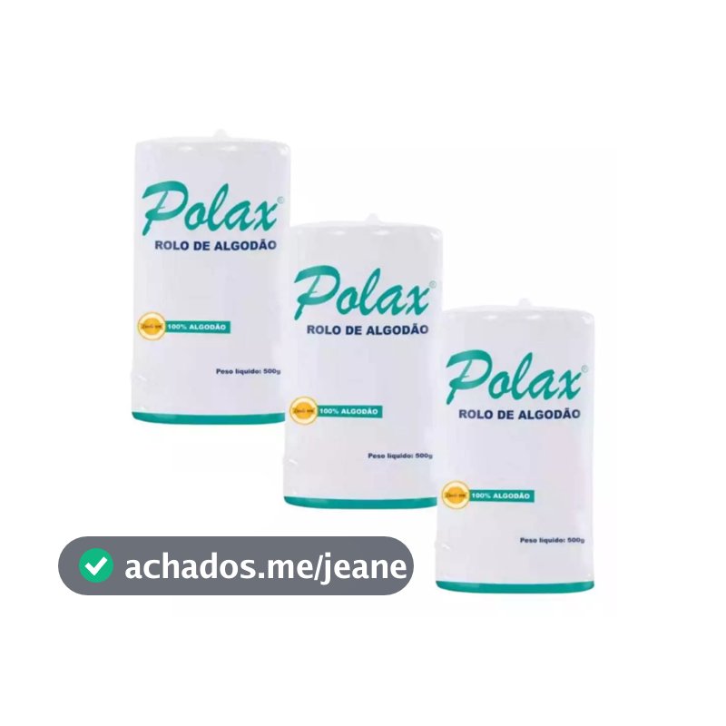Kit 3 Algodão Hidrofilo em Rolo 500Gr S/ Alça Polax