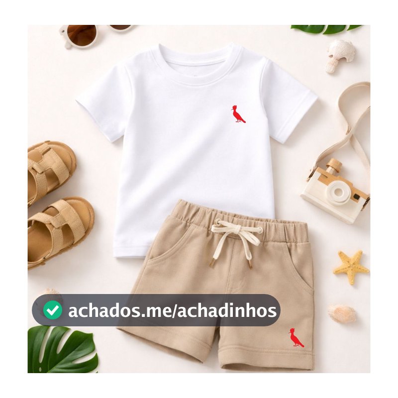 Conjunto Infantil para meninos -Estiloso - Camiseta manga curta e Bermuda de moletom básico casual
