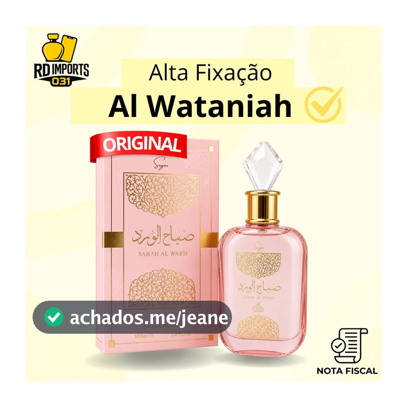 Perfume Árabe Sabah Al Ward Sugar Rosa Al Wataniah Feminino Eau De Parfum 100ml Original Importado Com Nf
