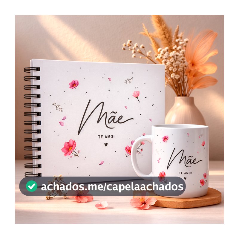 Presente Dia das Mães Álbum de Fotos 20x22 + Caneca Personalizada | Álbum de Memórias para Mãe
