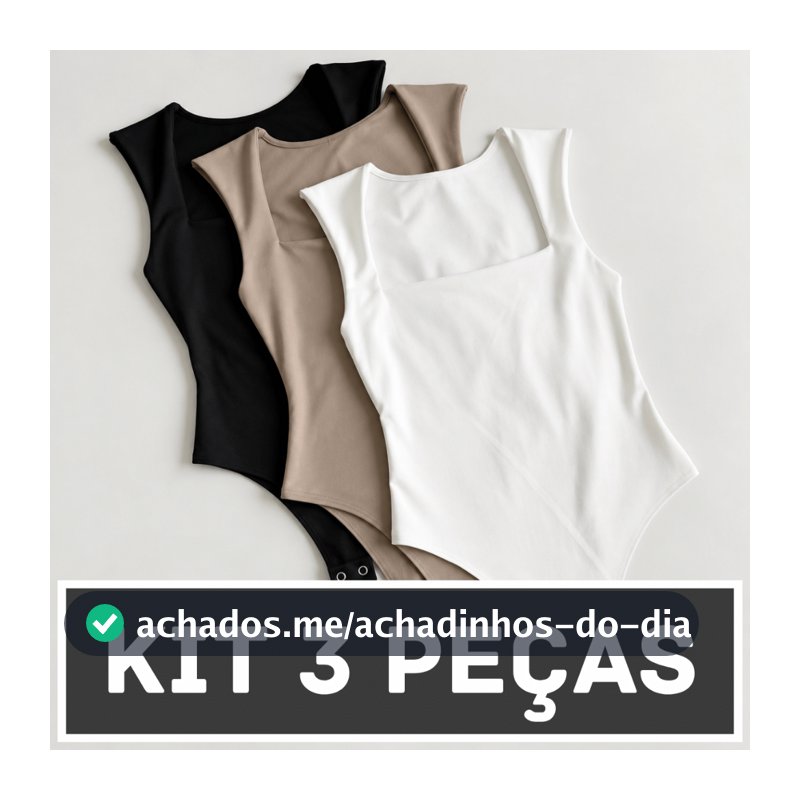 Kit Body Bori Feminino Madri Regata Decote Quadrado Alças Grossas Básico Estiloso