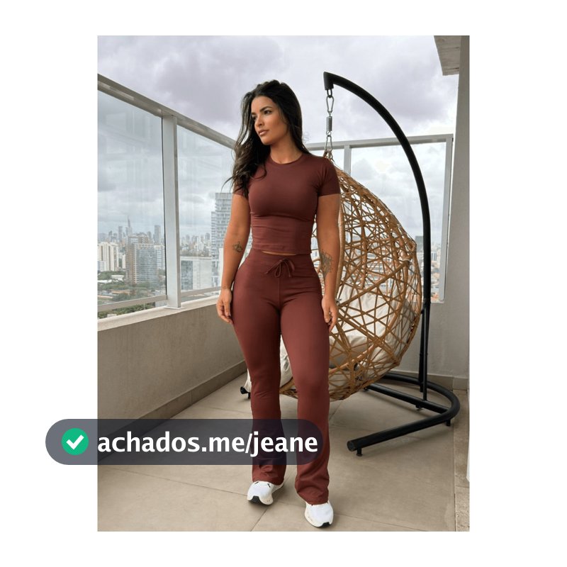 Conjunto Feminino Cropped Baby Tee + Calça Flare Bailarina Cintura Alta Poliamida Premium Academia Fitness