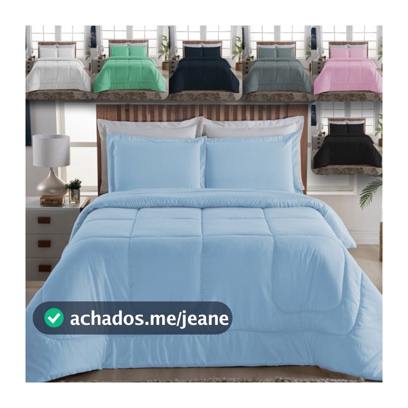 Roupa Cama Kit Edredom Joyce Micropercal 400 Fios Cama Casal Queen Liso 3pcs Toque Acetinado Macio