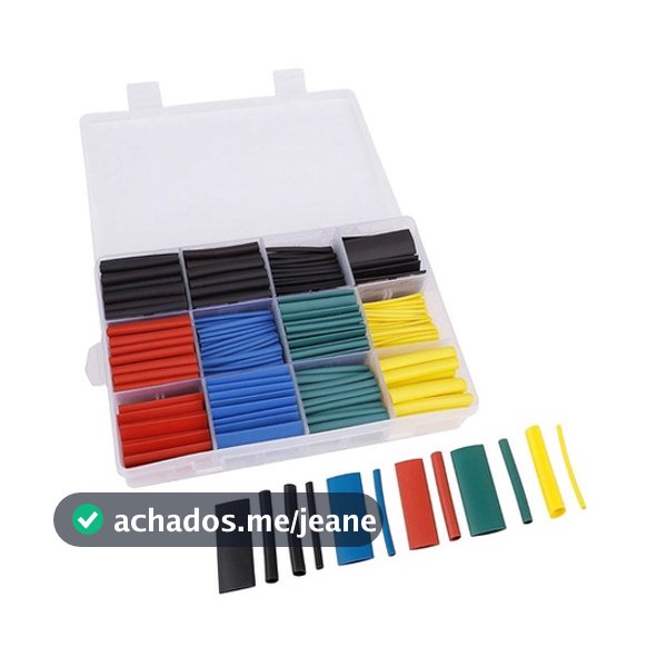 Kit Tubo Isolante Espaguete Termo Retratil 530 Peças - Para Emenda Fios, e Reparo em Cabos