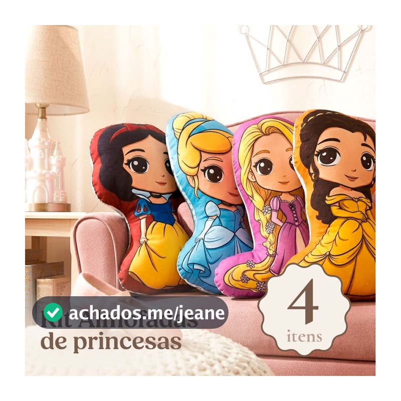 Almofada Princesas Disney Micropercal 48x40 com Enchimento Macio