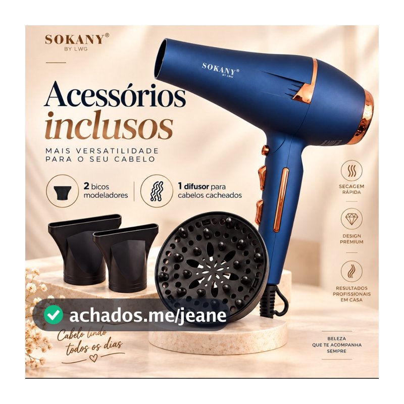 Secador De Cabelos Com Difusor Profissional  Leve Bicos Portátil