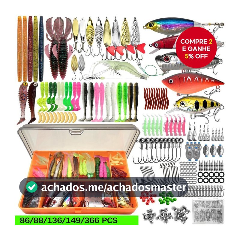 Conjunto De Isca De Pesca Caixa Macia Dura Ganchos Sal Água Doce