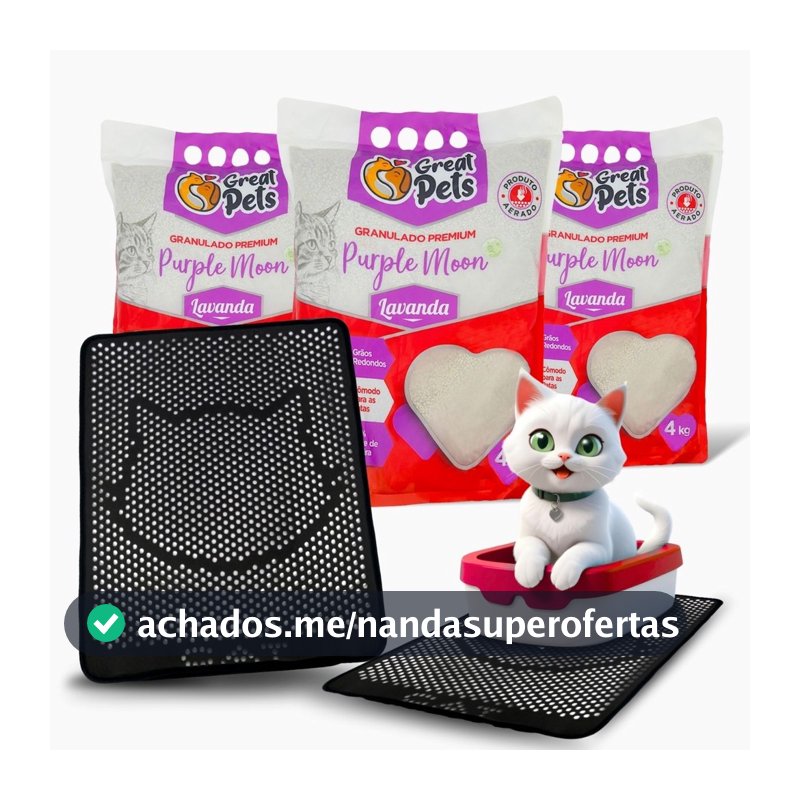 Kit 3 Areia Purple Moon 4Kg E Tapete Coletor De Areia Mypetone