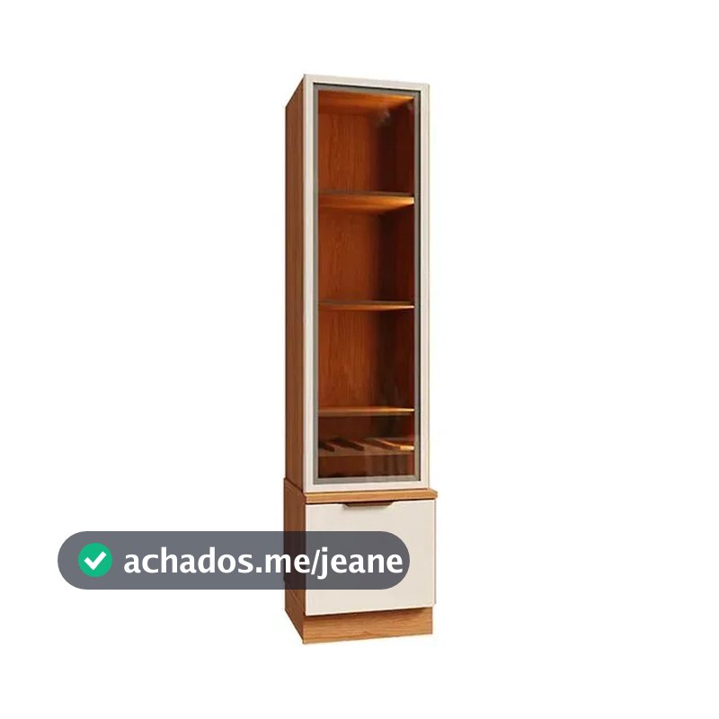 Cristaleira 2 Portas com LED e Espelho Reflecta Noble MDP/MDF Moderna para Sala de Jantar