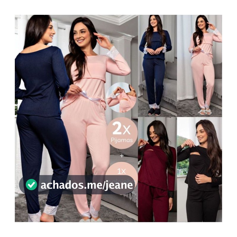 Kit 2 Pijamas De Amamentação Para Gestantes Pós Parto COR SORTIDA