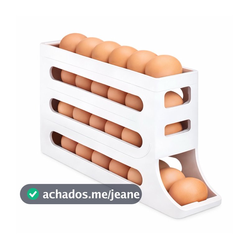 Porta Ovos Organizador para Geladeira 4 Andares Dispenser Plástico Compacto