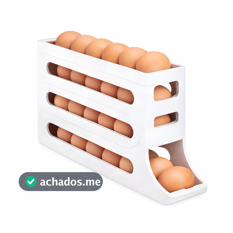 Porta Ovos Organizador para Geladeira 4 Andares Dispenser Plástico Compacto
