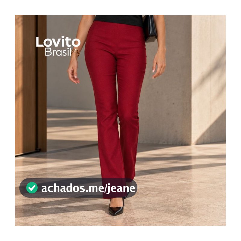 Lovito Calça Flare Casual Lisa com Zíper Feminina PTB1107BRL1137