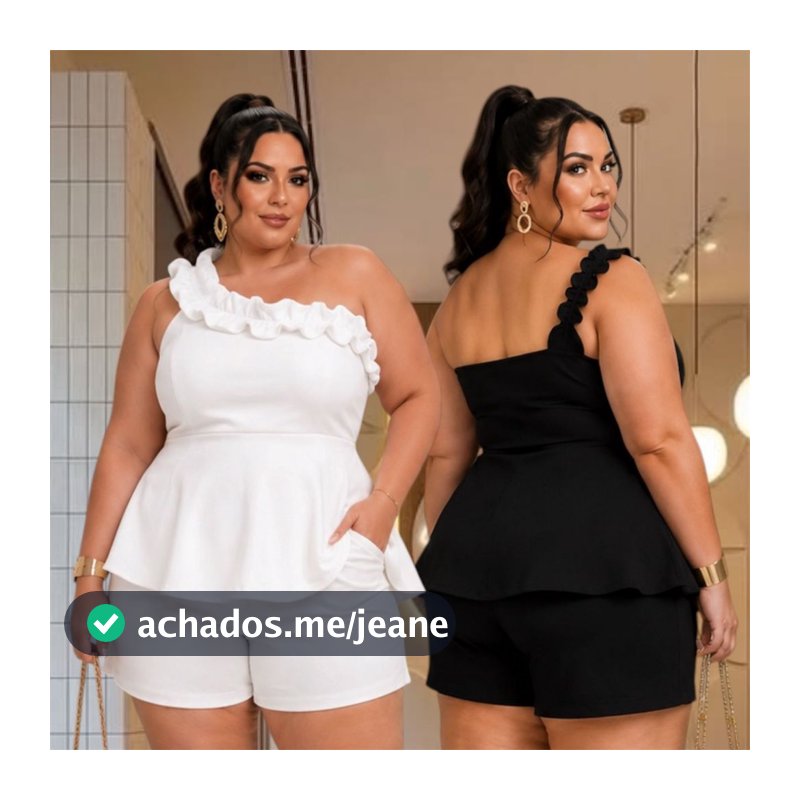 Conjunto Batinha Plus Size Feminino Ombro Só Blusa e Short Tam Único 44ao48