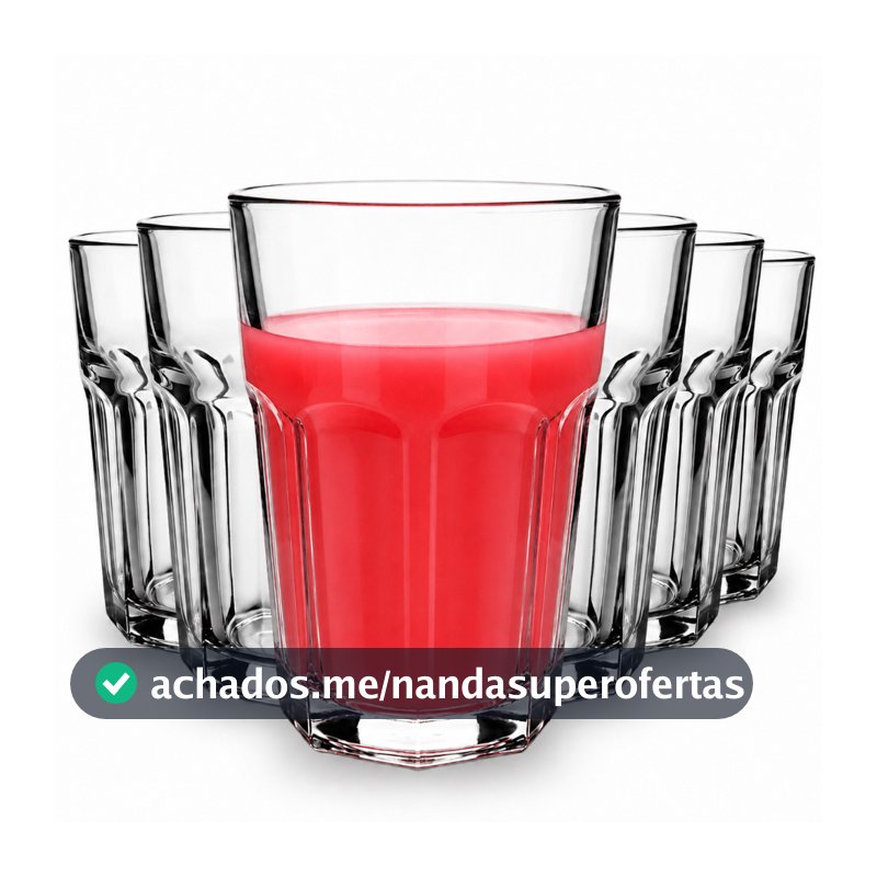 Jogo Até 12 Copos 360ml Em Vidro Ideal Para Água Suco Drinks e Refrigerante