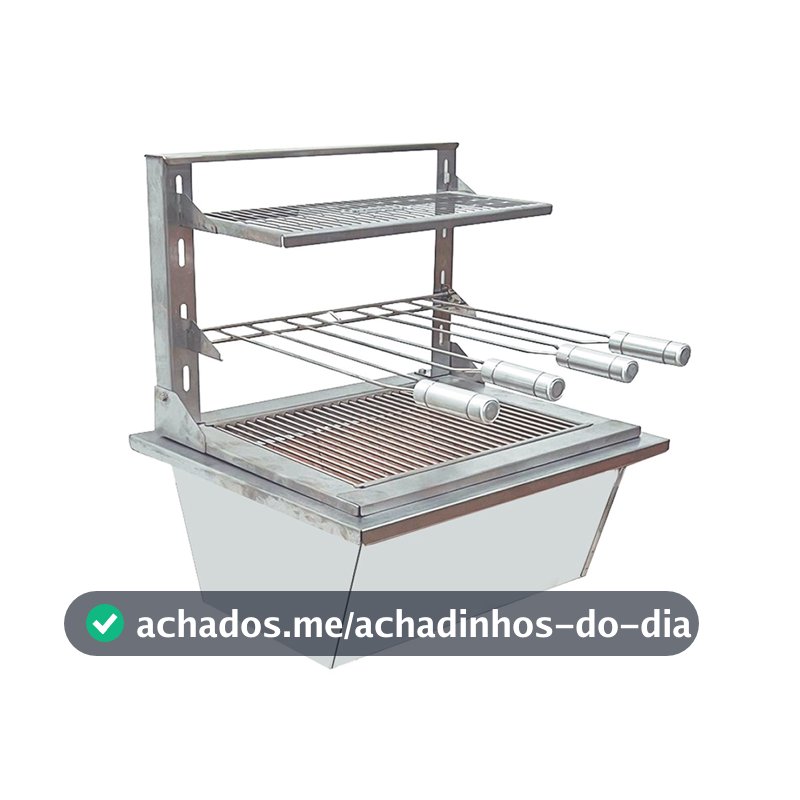 Kit Braseiro Suporte Suspenso Prime Inox 42x34 Espeto Grelha