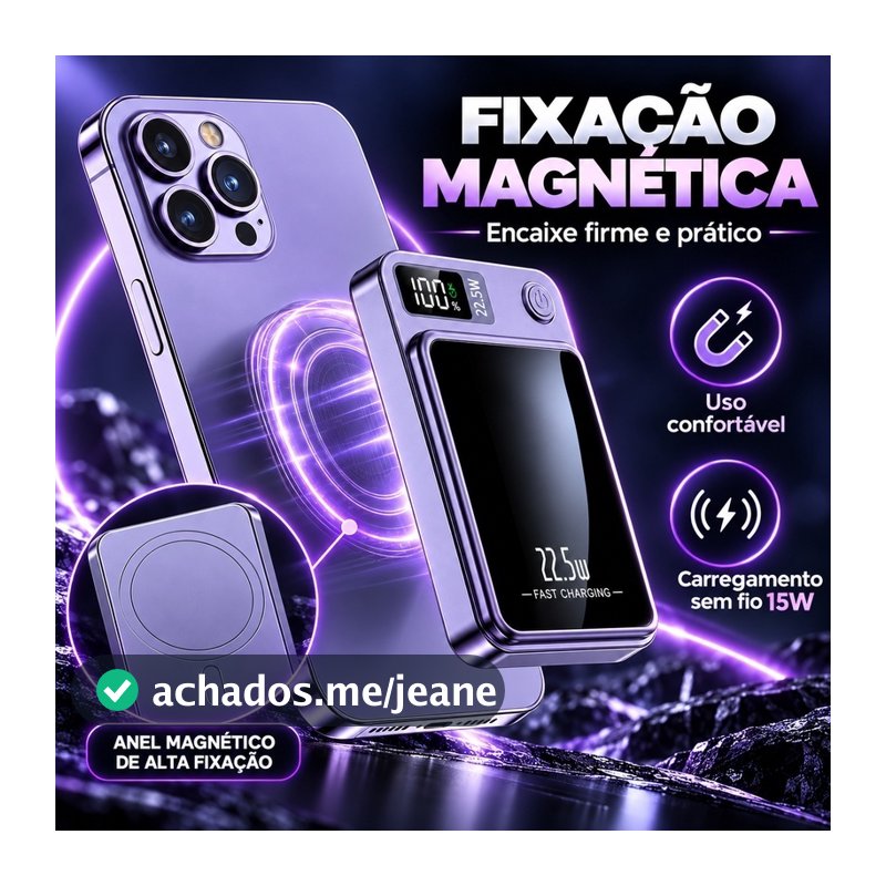 Carregador Portátil Para Iphone Indução Magsafe Powerbank 10000 mAh Battery Pack -A7