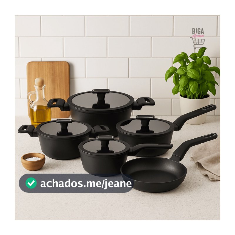 Jogo de Panelas Manhattan 5 Peças Premium com Revestimento Cerâmico Antiaderente e Cabos Soft Touch