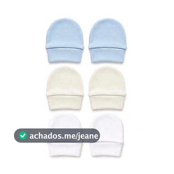 Luvas para Bebê Recém Nascido 100% Algodão - kit 3 Pares