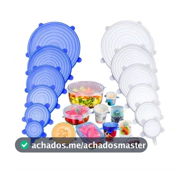 Kit 6 Tampas Panela Silicone Universal Reutilizável Elástica