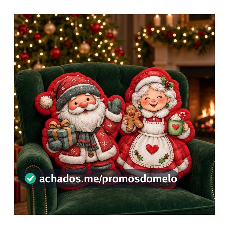 Almofadas de Natal papai Noel e mamãe Noel pijama, mamãe Noel biscoito