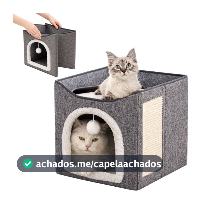 Casinha Cama Dobrável Portátil Arranhador Toca Pet Gato Cachorro Iglu Toquinha Confortável