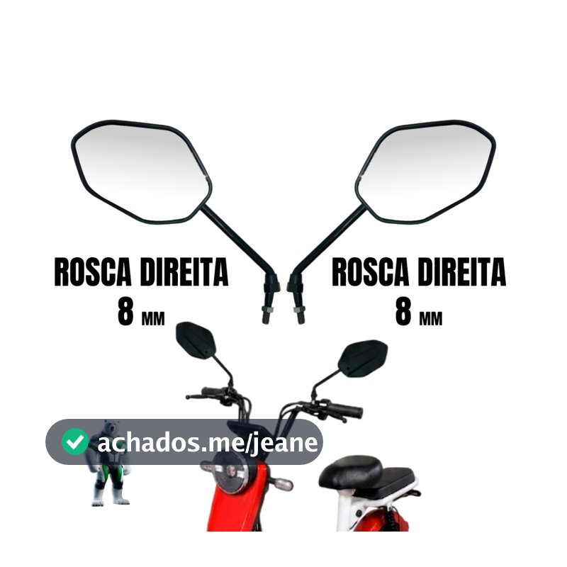 Par Espelho Retrovisor TITAN 125 14 Guidão Bicicleta Eletrica Mobilete Bike Motorizada Scooter 8mm
